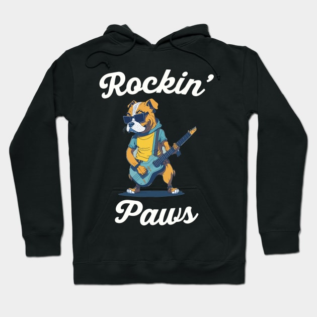 Rockin' Paws Boxer Rocking out Shirt Hoodie by Silly Pup Creations